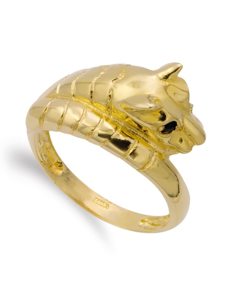 Sortija oro 18k cabeza puma con ojos de zafiro 11,5mm