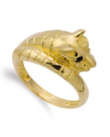 Sortija oro 18k cabeza puma con ojos de zafiro 11,5mm