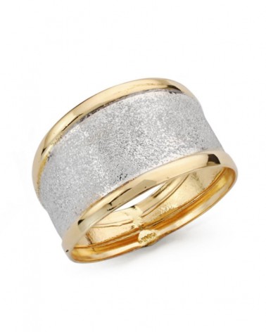 Sortija oro 18k bicolor diamantada 11mm