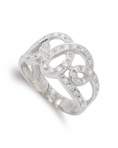 Sortija oro blanco 18k calada circonitas 12,5mm
