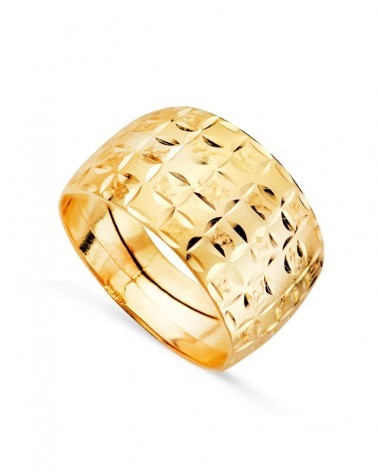 Sortija oro 18k amarillo tallado geométrico 13mm