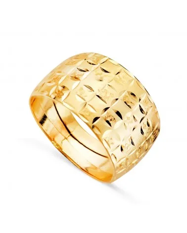 Sortija oro 18k amarillo tallado geométrico 13mm