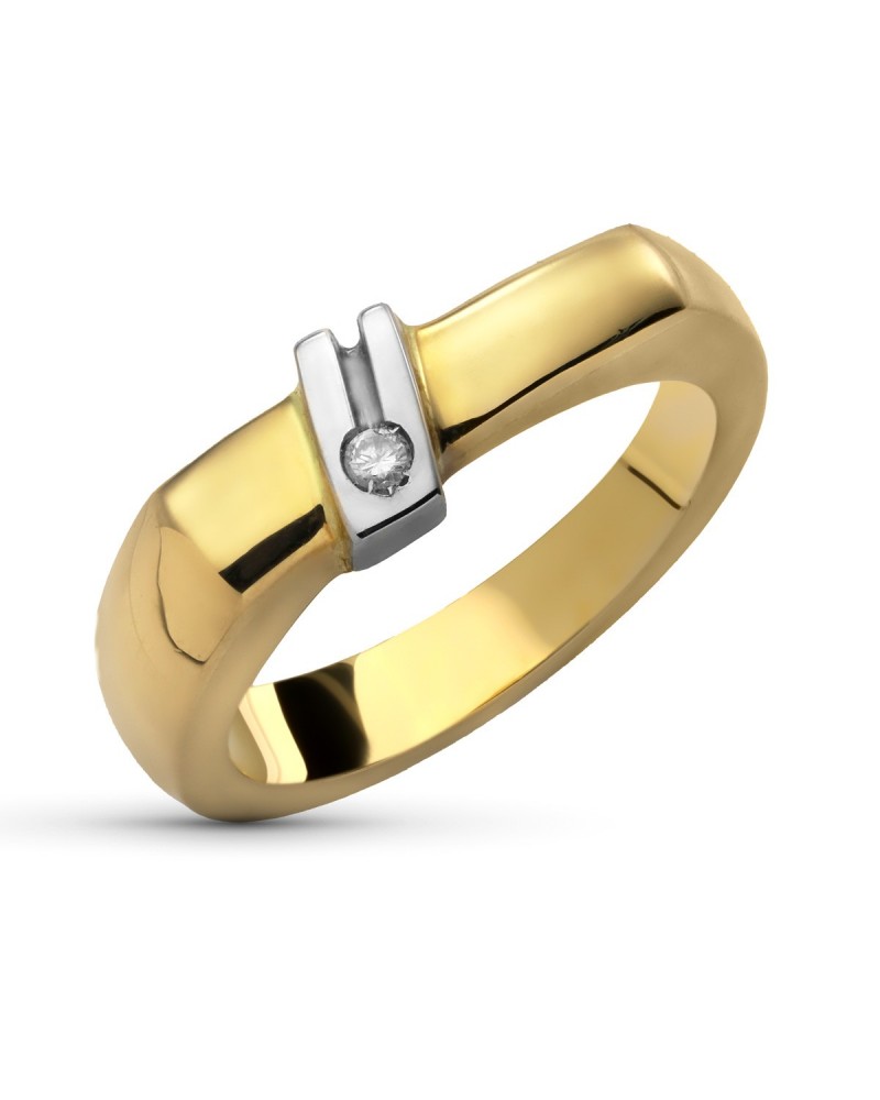 Sortija oro 18k bicolor diamante 0,04 quilates