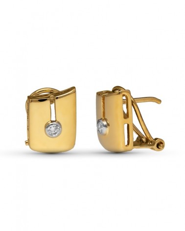 Pendientes oro 18k diamantes cierre omega 12x8mm