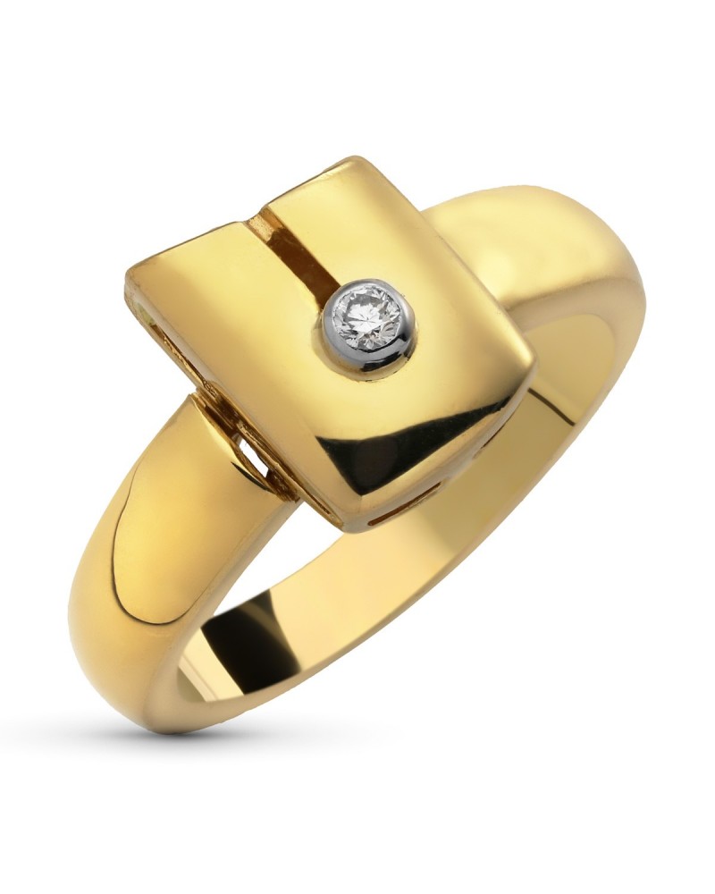Sortija oro 18k amarillo brillante chatón 12x8mm