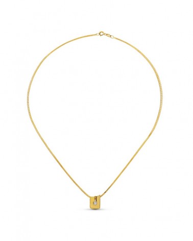 Colgante oro 18k cuadrado brillante cadena 40cm