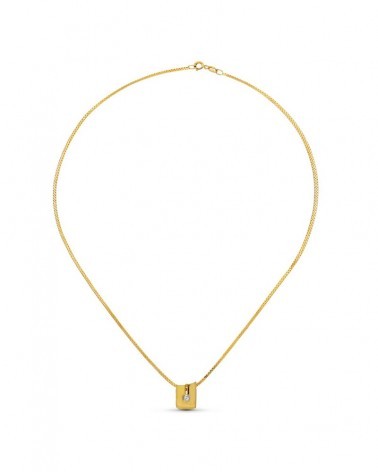 Colgante oro 18k cuadrado brillante cadena 40cm