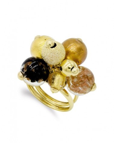 Sortija oro 18k cristal Murano ancho 20mm
