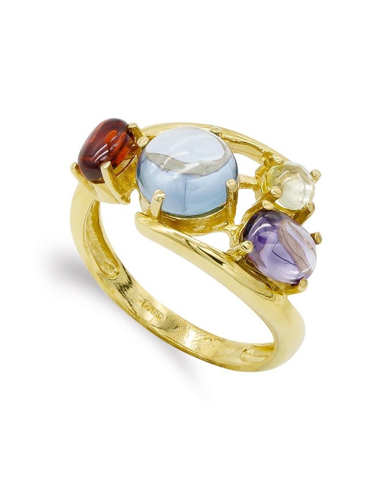 Sortija oro 18k cuatro piedras multicolor 12,5mm