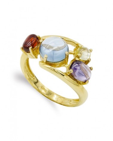 Sortija oro 18k cuatro piedras multicolor 12,5mm