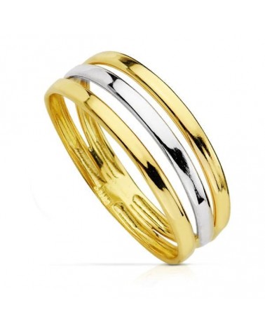 Sortija oro 18k bicolor tres hilos 7mm