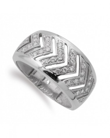 Sortija oro blanco 18k motivos geométricos circonitas 11mm