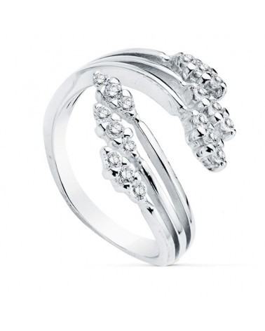 Sortija oro blanco 18k ramas cruzadas circonitas 18x16mm