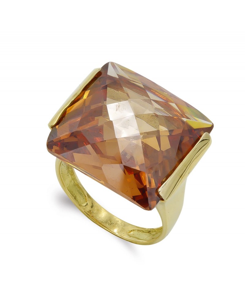 Sortija oro amarillo 18k topacio rectangular 18mm