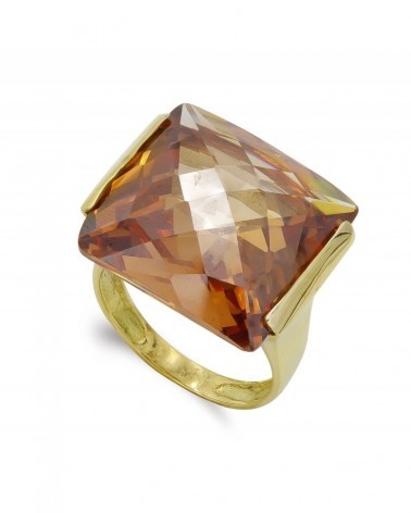 Sortija oro amarillo 18k topacio rectangular 18mm