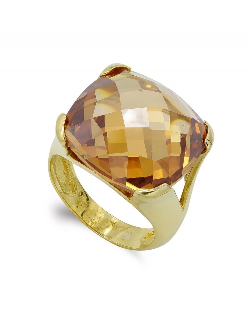 Sortija oro 18k amarillo piedra cuadrada 18x18 mm
