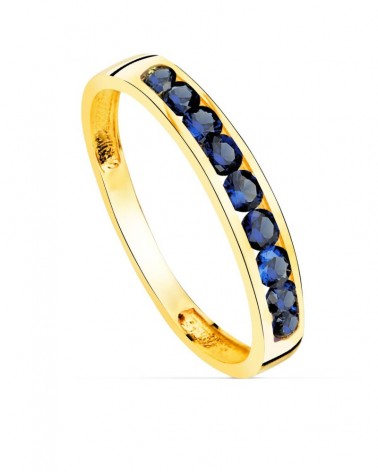 Sortija oro 18k amarillo circonitas azules 3,5mm