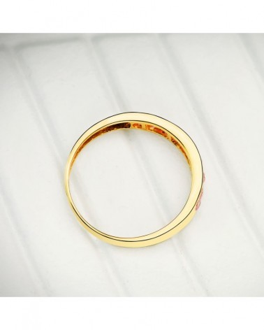 Sortija oro 18k circonitas rojas ancho 3,5 mm