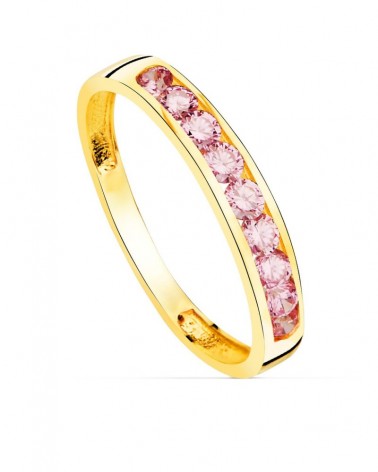 Sortija oro amarillo 18k circonitas rosas 3,5mm