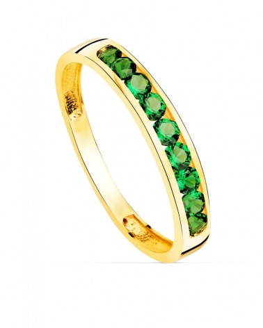 Sortija oro amarillo 18k circonitas verdes 3,5mm