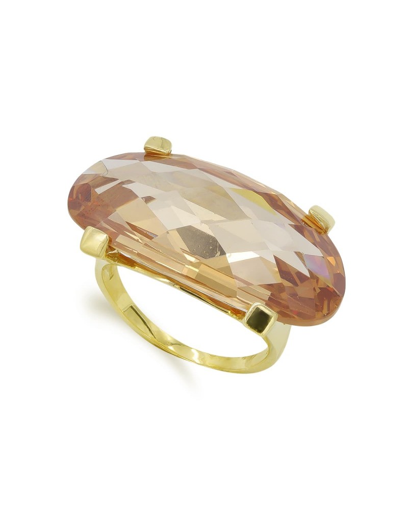 Sortija oro 18k amarillo piedra oval facetada 28x14mm