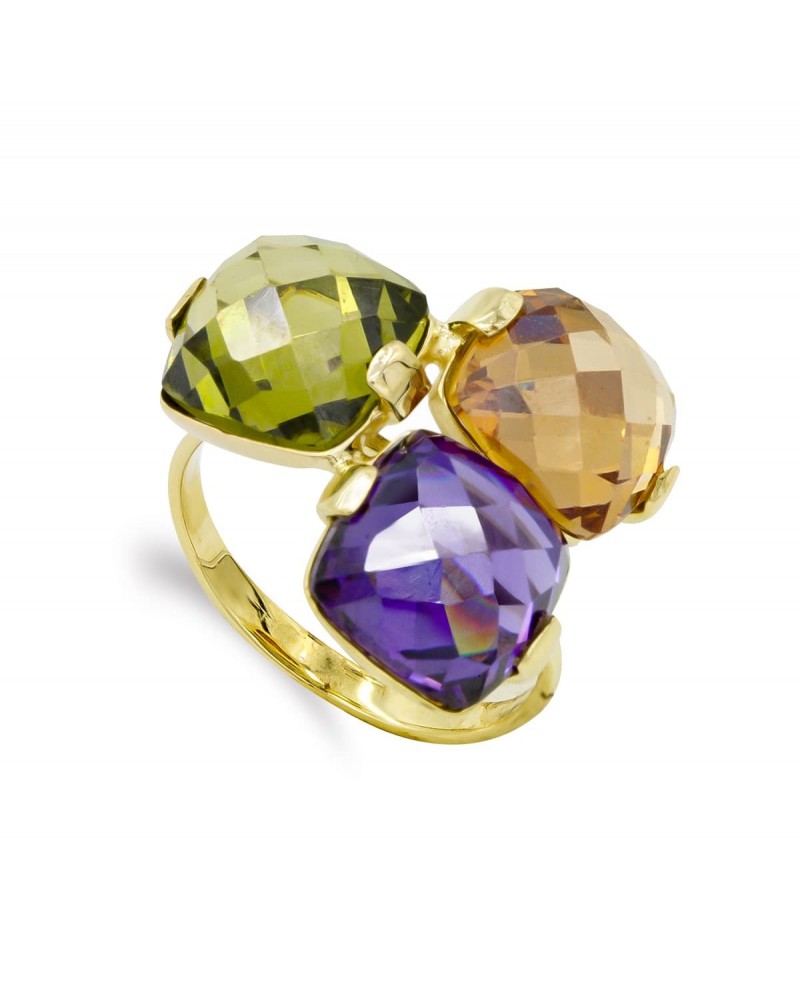 Sortija oro 18k piedras multicolor 20,5mm
