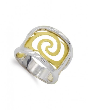 Sortija oro 18k bicolor motivo espiral calado 15mm