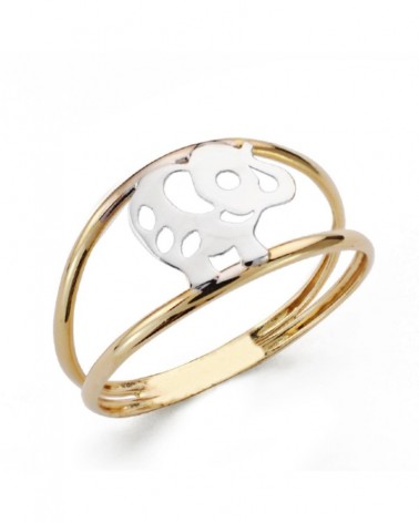 Sortija oro 18k bicolor elefante 9,5mm