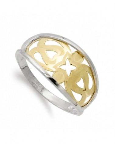 Anillo oro 18k bicolor motivos calados 11mm