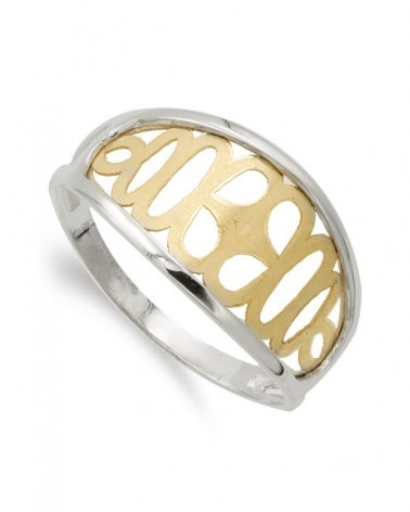 Anillo oro 18k bicolor motivo calado 11mm