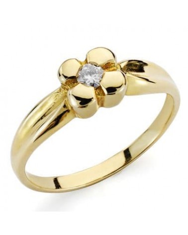 Solitario oro 18k amarillo diamante brillante 0,10 quilates