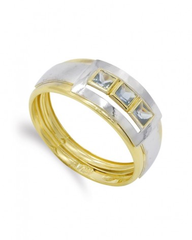 Sortija oro 18k bicolor circonita 12mm