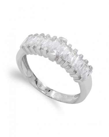 Sortija oro blanco 18k barras circonitas 6,5mm