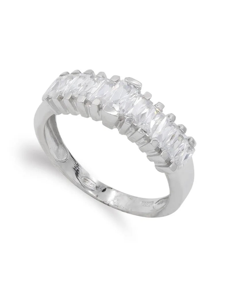 Sortija oro blanco 18k barras circonitas 6,5mm