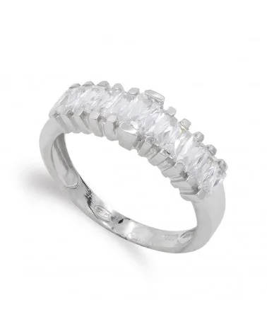 Sortija oro blanco 18k barras circonitas 6,5mm