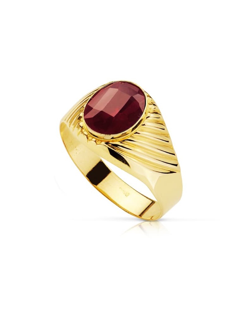 Sello oro 18k rubí oval galloneado hombre