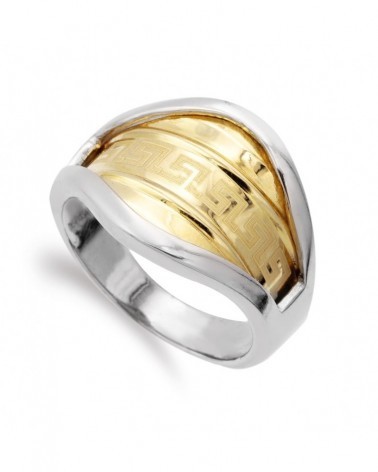Sortija oro 18k bicolor greca 14,5mm