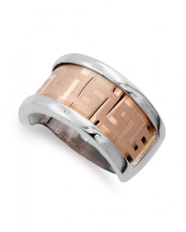 Sortija oro 18k bicolor greca 10,5mm