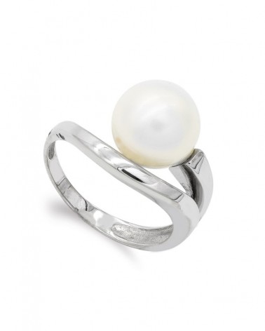 Sortija oro blanco 18k perla 10mm