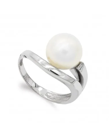 Sortija oro blanco 18k perla 10mm
