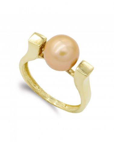 Sortija oro 18k perla camel 9mm