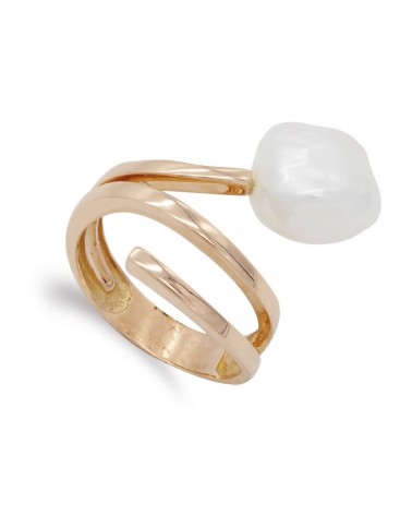 Sortija oro rosa 18k perla barroca abierta moderna