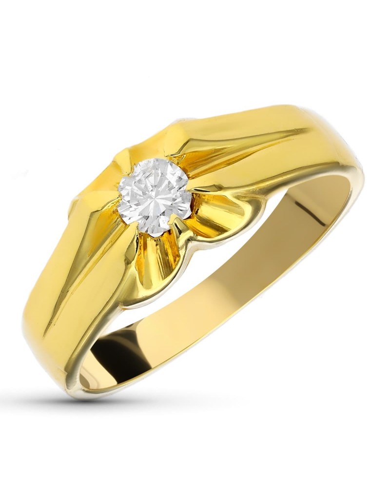 Solitario oro 18k amarillo diamante 0,20 quilates 8,5mm