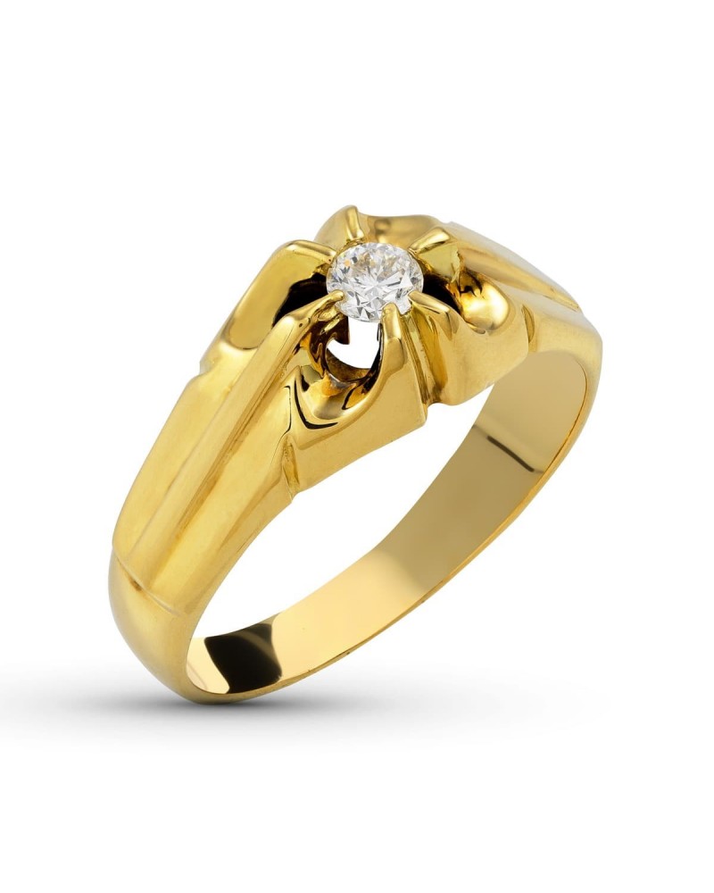 Solitario oro 18k amarillo diamante 0,20 quilates 9mm