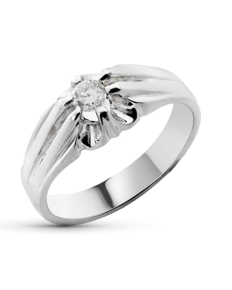 Sortija oro blanco 18k solitario diamante 0,20ct