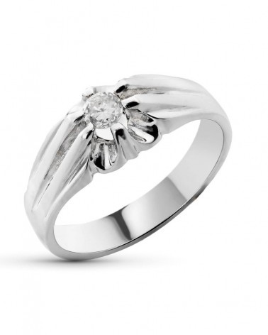 Sortija oro blanco 18k solitario diamante 0,20ct