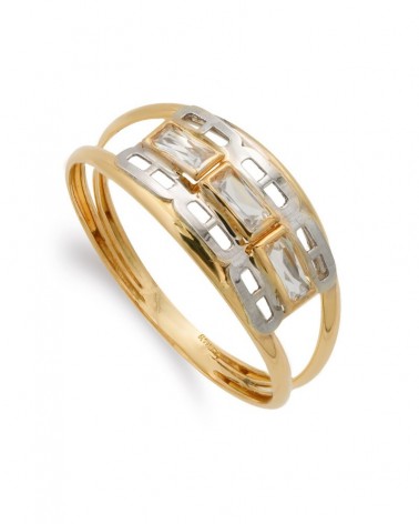 Anillo oro 18k bicolor circonitas 7mm