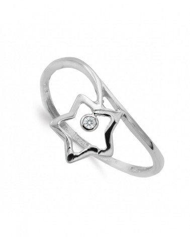 Anillo oro blanco 18k estrella circonita 9x9mm