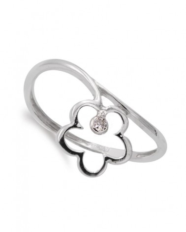 Anillo oro blanco 18k flor circonita 10x10mm