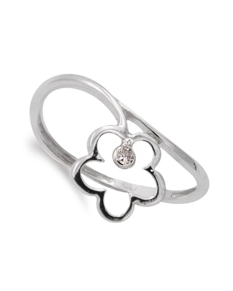 Anillo oro blanco 18k flor circonita 10x10mm